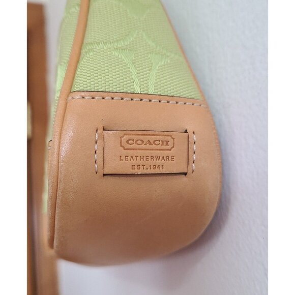 Coach Y2K Demi Baguette Bag Wristlet Signature Monogram Yellow Leather Trim 6094 - Picture 3 of 10